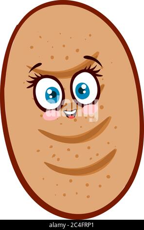 Happy bread, illustration, vector on white background Stock Vector