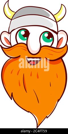 Happy viking, illustration, vector on white background Stock Vector