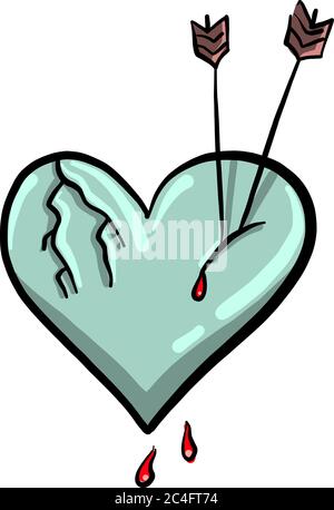 Heart with arrows, illustration, vector on white background Stock Vector