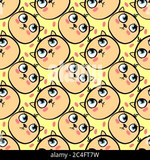 Cat pattern, seamless pattern on yellow background. Stock Vector