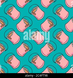 Can pattern, seamless pattern on blue background. Stock Vector