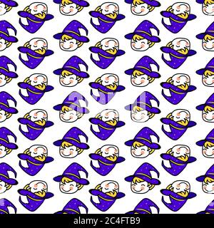 Magicians pattern, seamless pattern on white background. Stock Vector