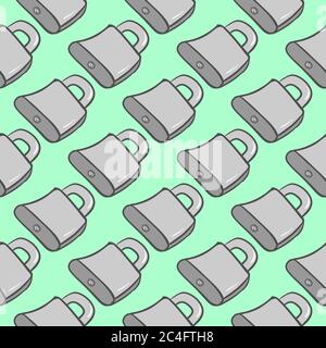 Metal locks, seamless pattern on green background. Stock Vector