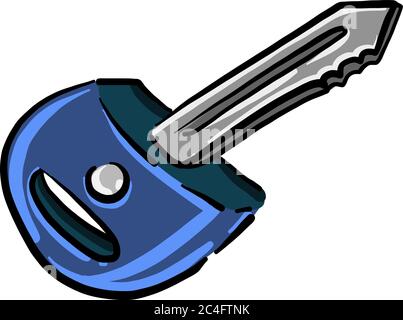 Blue key, illustration, vector on white background Stock Vector