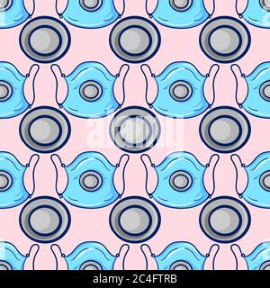 Medical mask, seamless pattern on pink background. Stock Vector