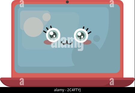 Cute laptop, illustration, vector on white background Stock Vector
