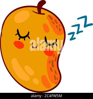 Sleepy mango, illustration, vector on white background Stock Vector