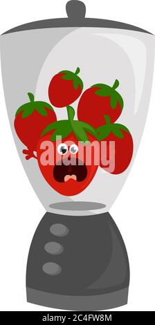 Strawberry in mixer, illustration, vector on white background Stock Vector
