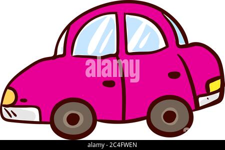 Pink car, illustration, vector on white background Stock Vector