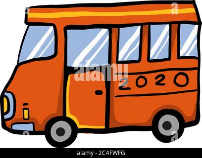 Orange bus, illustration, vector on white background Stock Vector