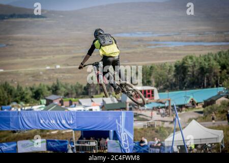 Downhill Mountain Bike Racing, Scotland Stock Photo