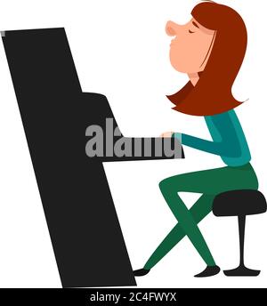 Musician on piano, illustration, vector on white background Stock Vector