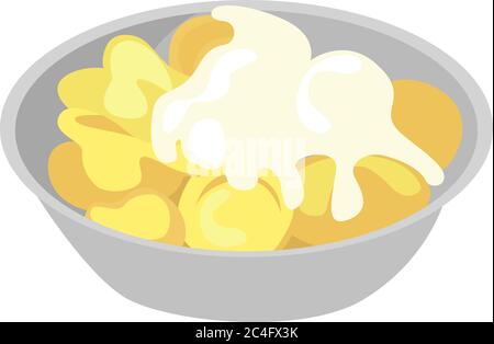 Pelmeni food, illustration, vector on white background Stock Vector