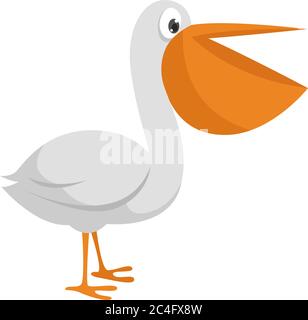 Pelican  bird, illustration, vector on white background Stock Vector