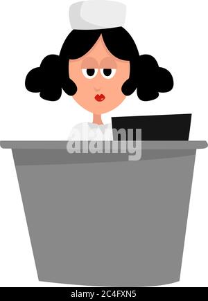 Nurse at the reception, illustration, vector on white background Stock Vector