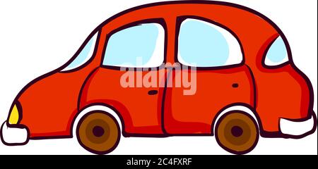 Red small car, illustration, vector on white background Stock Vector