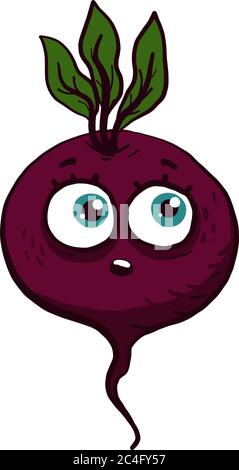 Scared beet, illustration, vector on white background Stock Vector
