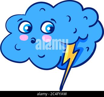 Scared cloud, illustration, vector on white background Stock Vector