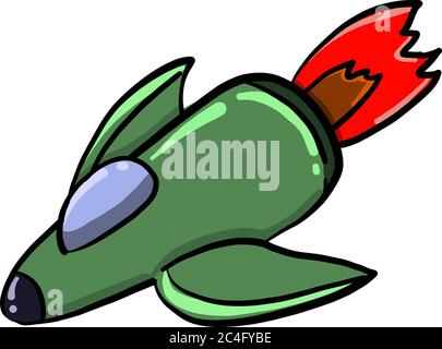 Green rocket, illustration, vector on white background Stock Vector