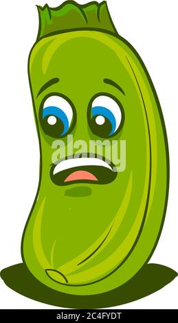 Scared zucchini, illustration, vector on white background Stock Vector