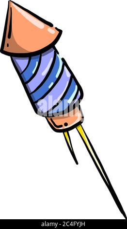 Rocket fireworks, illustration, vector on white background Stock Vector