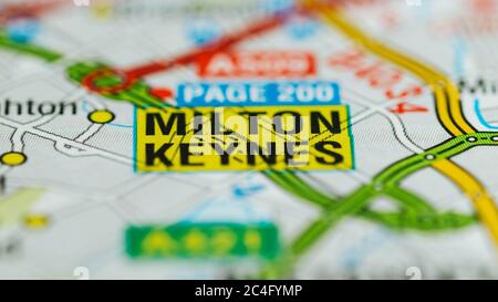 Milton Keynes on a Map Stock Photo