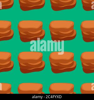 Toast pattern, seamless pattern on green background. Stock Vector