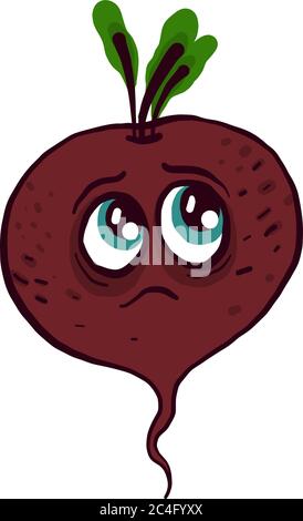 Sad beet, illustration, vector on white background Stock Vector