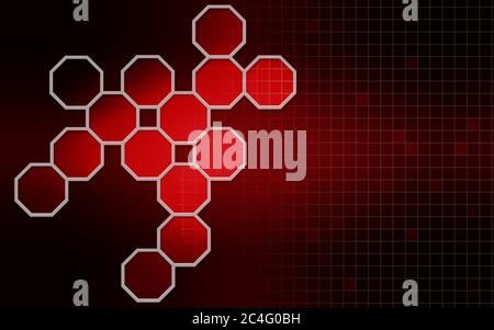 Hexagonal structures in red background,3D rendering Stock Photo