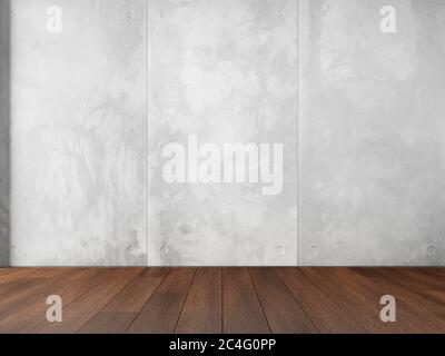 Concrete wall and wood floor, illustration. Stock Photo