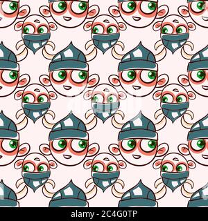 Viking boy pattern, seamless pattern on rose background. Stock Vector