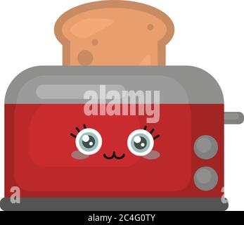 Toaster with toast, illustration, vector on white background Stock Vector
