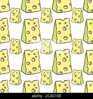 Cheese pattern, seamless pattern on white background. Stock Vector