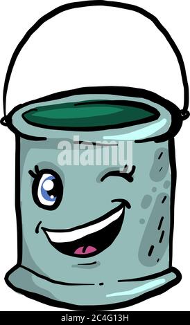 Winking bucket, illustration, vector on white background Stock Vector