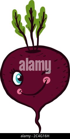 Winking beet, illustration, vector on white background Stock Vector