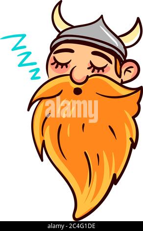 Sleeping viking, illustration, vector on white background Stock Vector