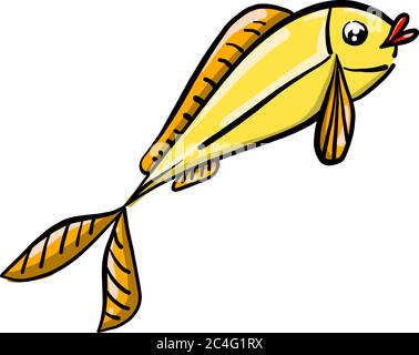 Yellow fish, illustration, vector on white background Stock Vector