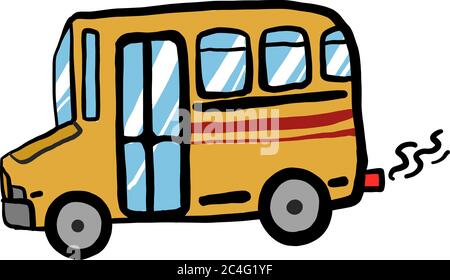 Yellow bus, illustration, vector on white background Stock Vector