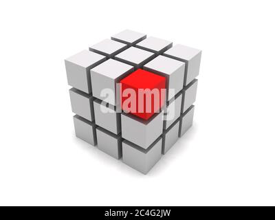 3D boxes forming a big cube Stock Photo