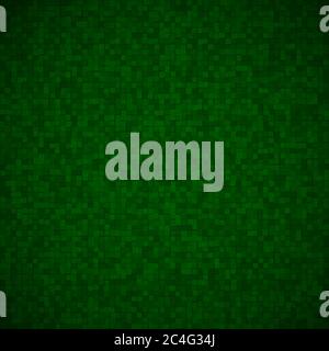 Abstract background of small squares or pixels in dark green colors Stock Vector