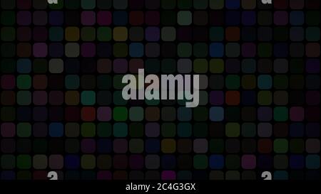 Abstract illustration of small multicolored squares or pixels on black background Stock Vector