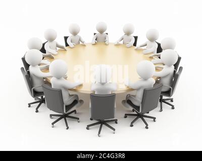 3D people sitting in a business meeting Stock Photo