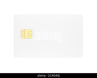 White blank plastic credit card isolated on white background. 3d illustration. Stock Photo