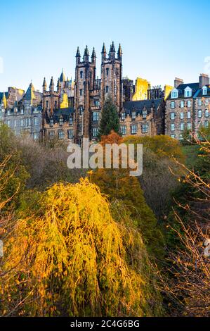'New College' building of the University of Edinburgh, which also houses the Assembly Hall of the Church of Scotland, Edinburgh, Scotland, United Kingdom. Stock Photo