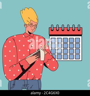 young man with financial business icons vector illustration design Stock Vector