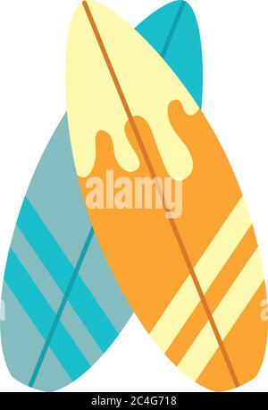 summer travel and vacation surfboards sport or recreational in flat style isolated icon vector illustration Stock Vector