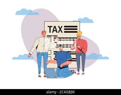 Group Of People With Tax Day Pay Vector Illustration Design Stock 