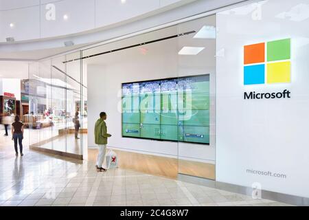 Microsoft retail store at the Westfield Garden State Plaza Mall in New Jersey photographed by John Muggenborg. Stock Photo