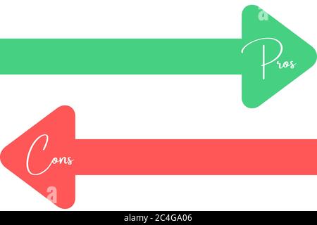 Arrows green and red with the text pros and cons. Simple concept for ...