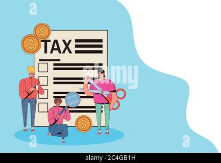 Group Of People With Tax Day Pay Vector Illustration Design Stock 